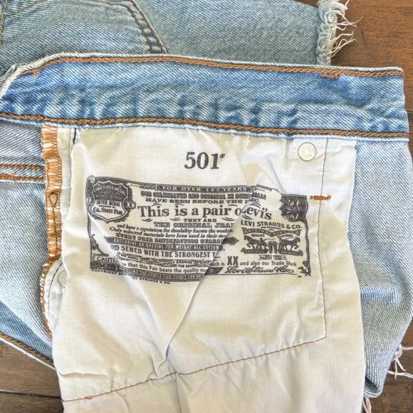 Levi's 501 Light Wash Distressed Denim Cutoff Shorts - Picture 5 of 10